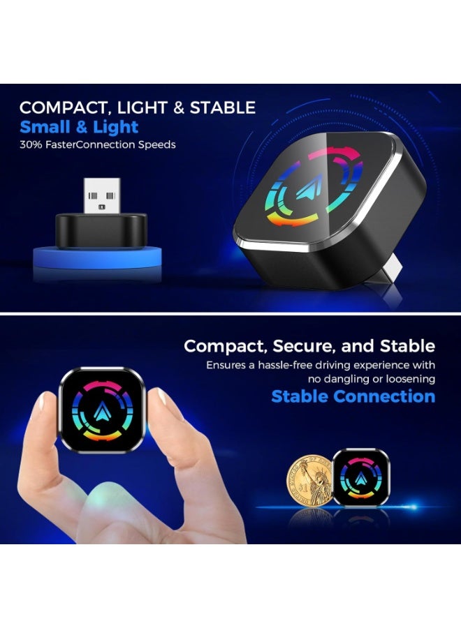 Wireless CarPlay Adapter for iPhone, 2025 Upgraded Wired to Wireless for Apple CarPlay, Mini USB Design Car Play Adapter with Type-C Extension, Plug and Play, Stable Connection & No Latency - Image 3